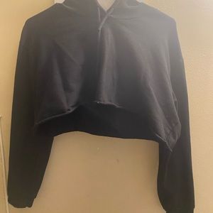 crop top hoodie black